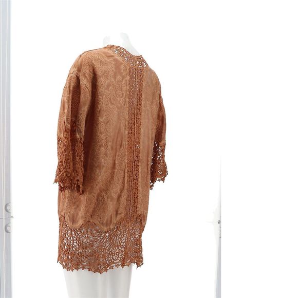 Democracy Tops Democracy Embroidered Crochet Lace Kimono Topper